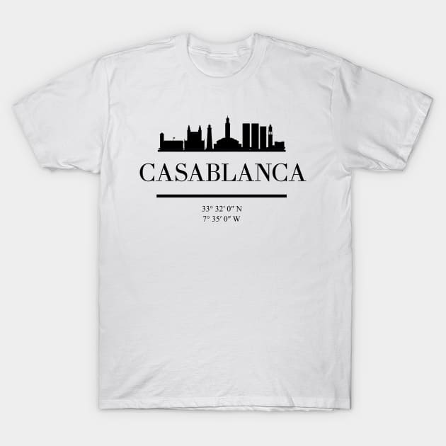 CASABLANCA MOROCCO BLACK SILHOUETTE SKYLINE ART T-Shirt by deificusArt